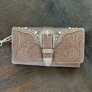 Montana West Brown Embroidered Wallet